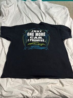 Gildan Black Graphic Tee with White and Neon Blue/Green Print